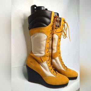 Rare Womens Timberland Spring Point Lace UpWedge Boots 10